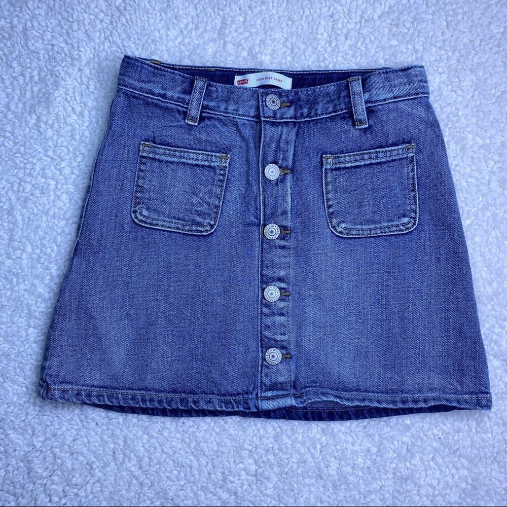 Levi’s High Rise Denim Button Front Skirt 10
